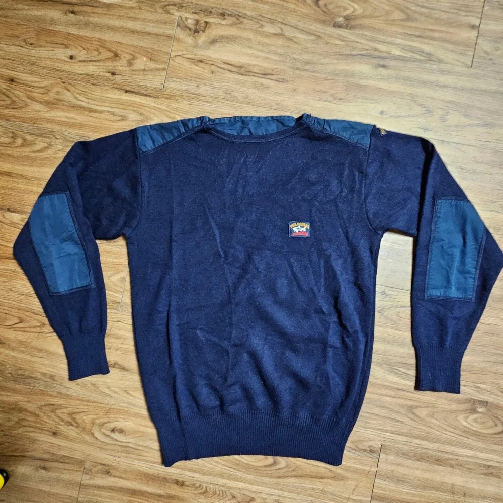 Paul &‎ Shark Wool Blend Yachting Sweater Nylon Patches Mens 6 Old Money Prep
